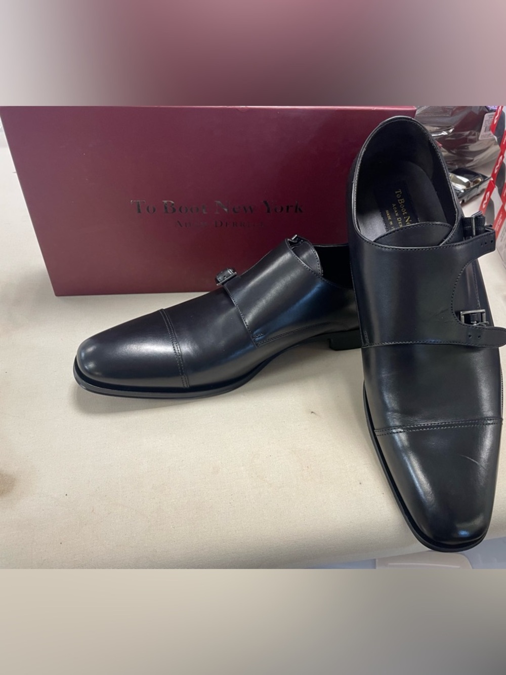 To Boot Black Leather Single Monk Strap Dress Shoes